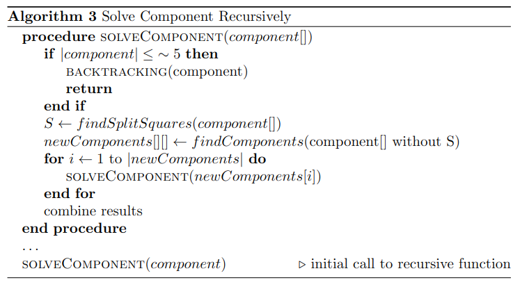 solve component recursively pseudo code