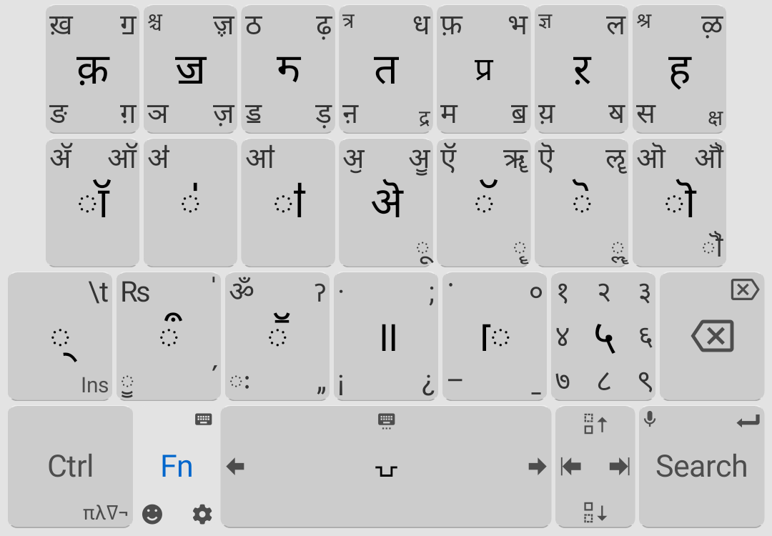 Devanagari layout fn layer