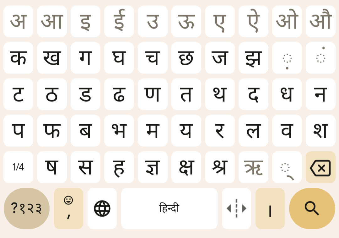 Gboard Hindi layout